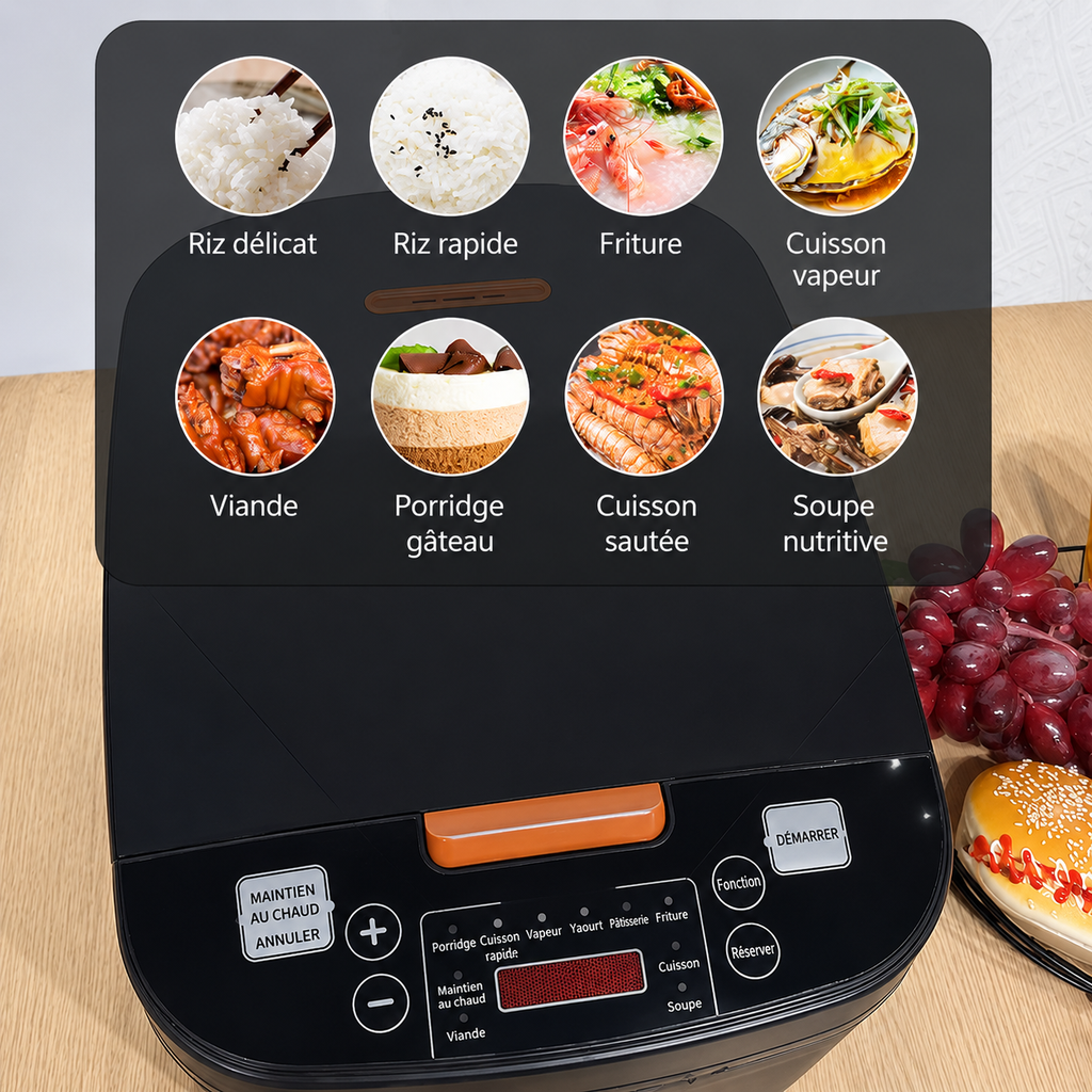 Cuiseur à riz électrique 5 L avec 10 programmes automatiques de cuisson