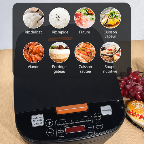 Cuiseur à riz électrique 5 L avec 10 programmes automatiques de cuisson