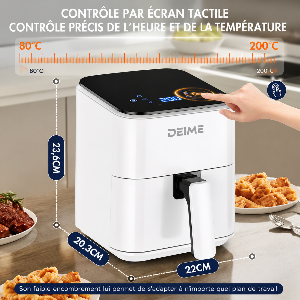 Air Fryer sans huile 1000W pour cuisson saine