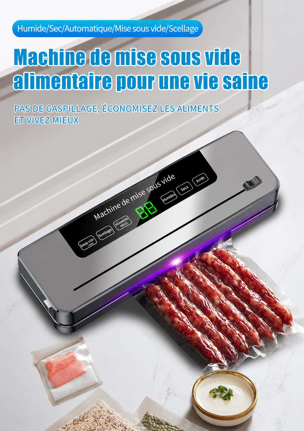 Appareil de mise sous vide alimentaire avec aspiration puissante