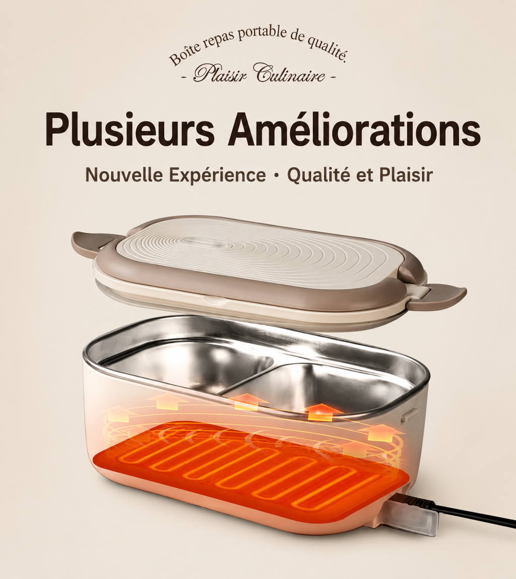 Lunch box chauffante électrique en acier inoxydable avec double compartiment