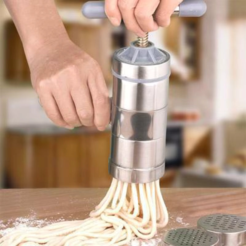 Machine à pâtes fraîches manuelle en acier inoxydable – 5 filières incluses