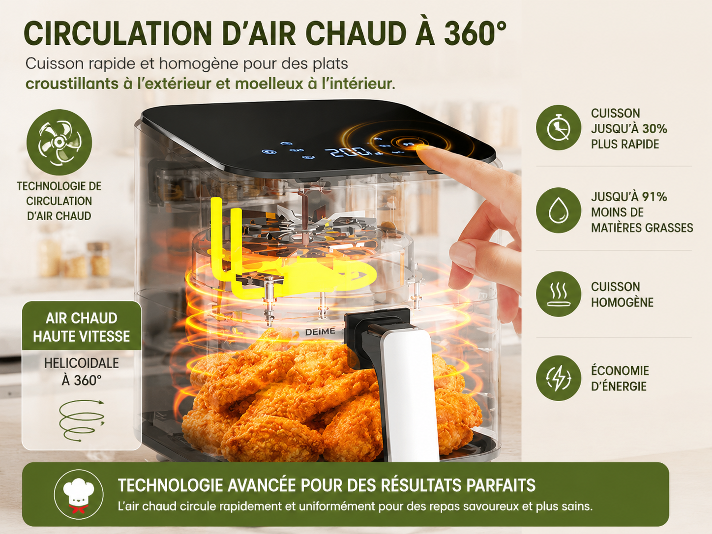 Panier de friteuse rempli de frites croustillantes