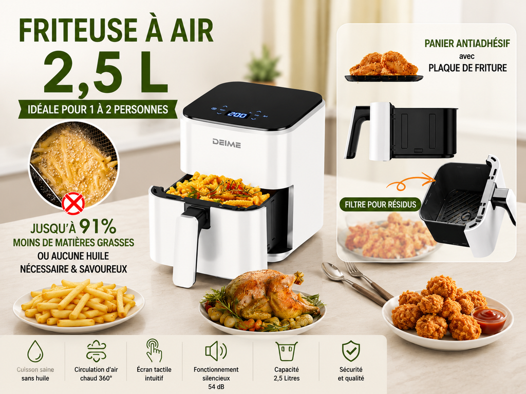 Friteuse à air Mon Chef IA pour cuisine saine et rapide