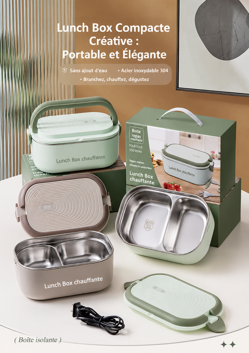 Boîte repas électrique réutilisable pour déjeuner chaud