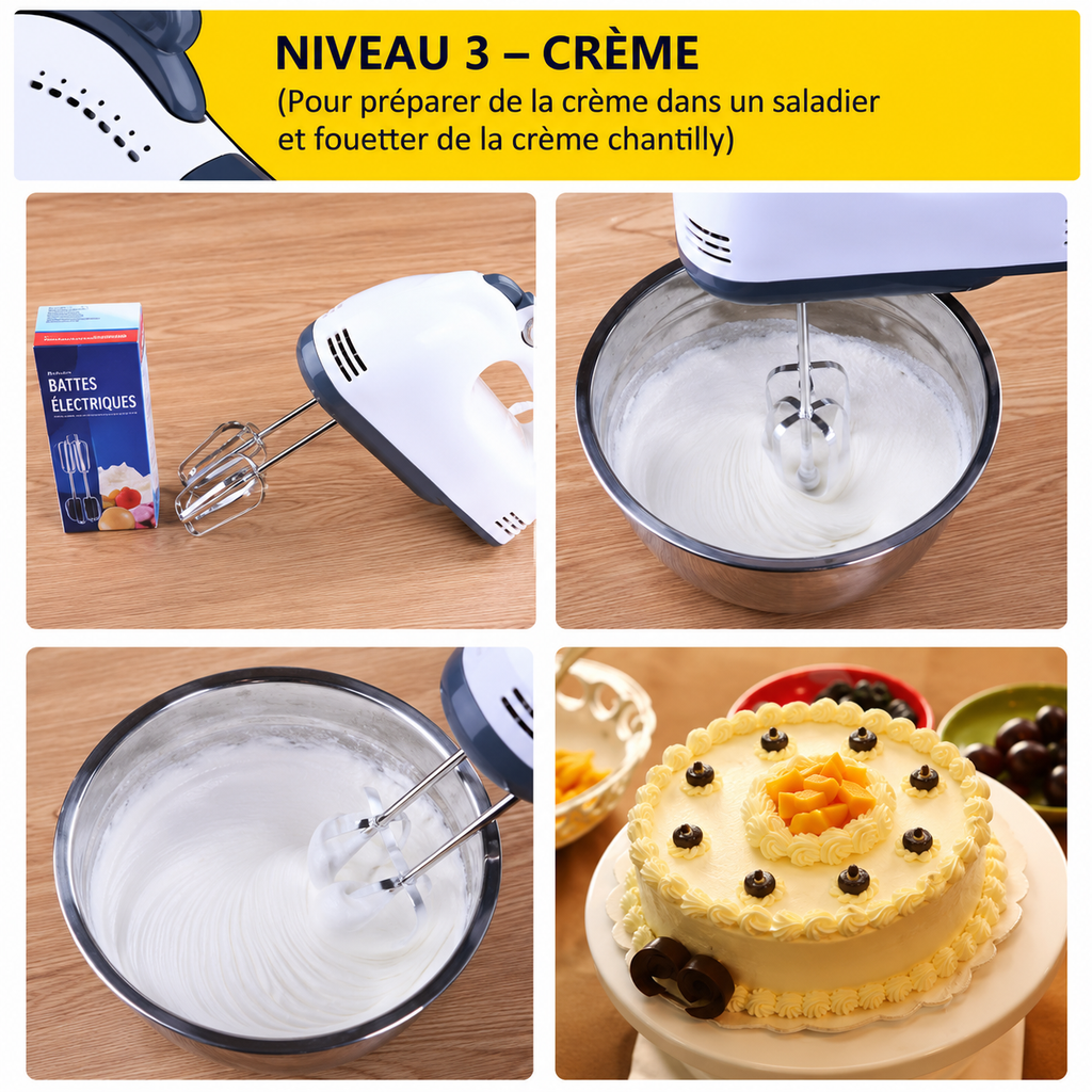 Batteur électrique compact pour pâtisserie maison