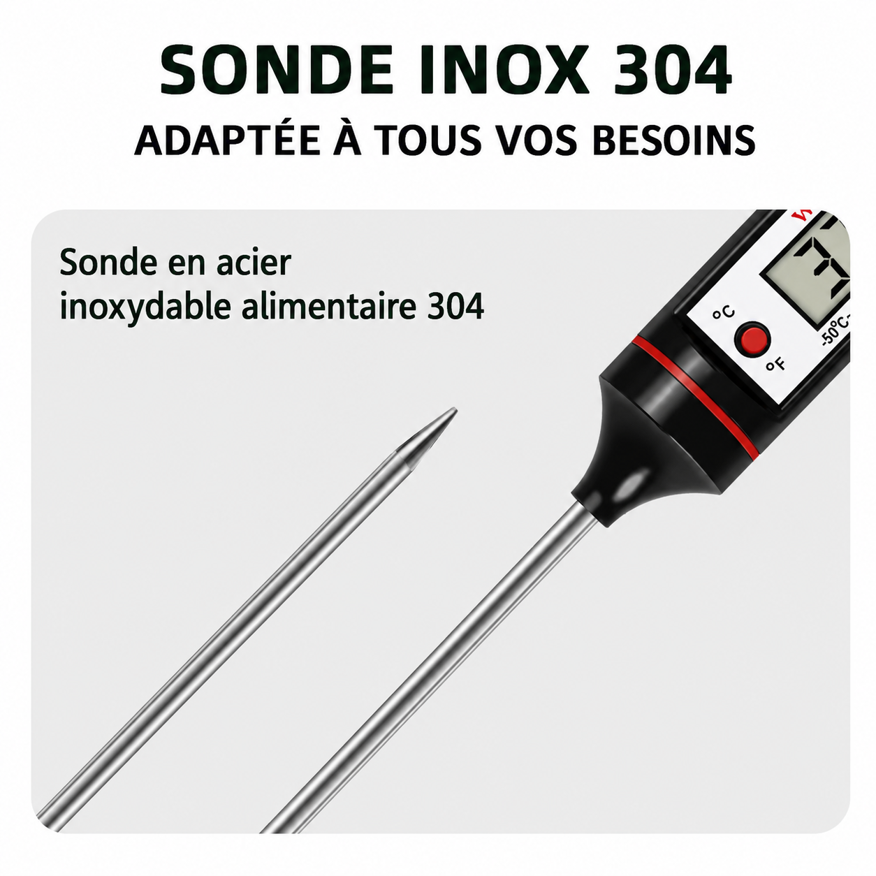 Thermomètre alimentaire électronique Mon Chef IA pour mesurer la température des aliments avec précision